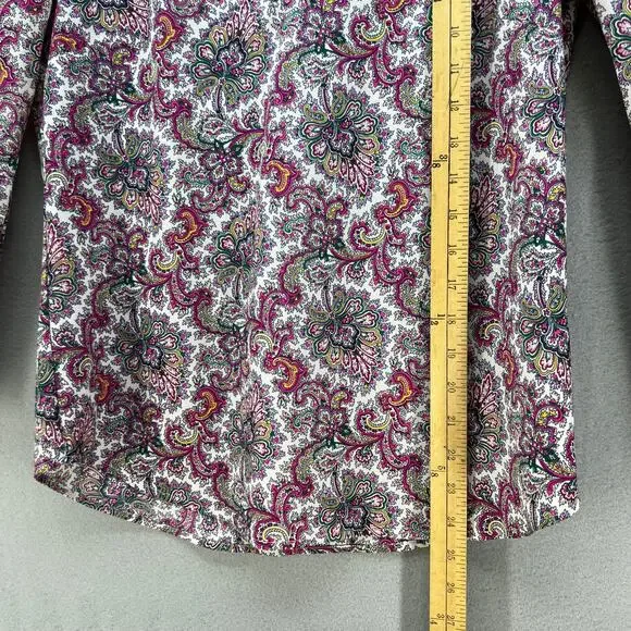 J. Crew Top Women's XS Multi Color Paisley Print Long Sleeve Business Casual - Picture 8 of 9